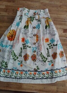 Her Destiny In The Garden Scenic Print Tie Waist Maxi Med Floral Skirt